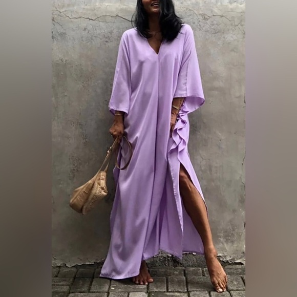 Sasha Elegant Bohemian Kaftan Maxi Dress Swimsuit Coverup - Picture 1 of 6